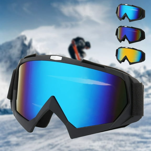 Windproof Ski Goggles with Anti-Fog Panoramic Lens, UV Protection, Adjustable Strap for Adult Skiing and Snowboarding