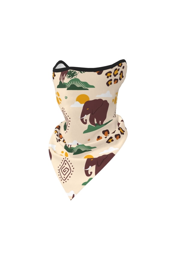 Windproof Sports Face Mask Protection Mesh Breathable Balaclava for Outdoor Activities, African Elephant Giraffe