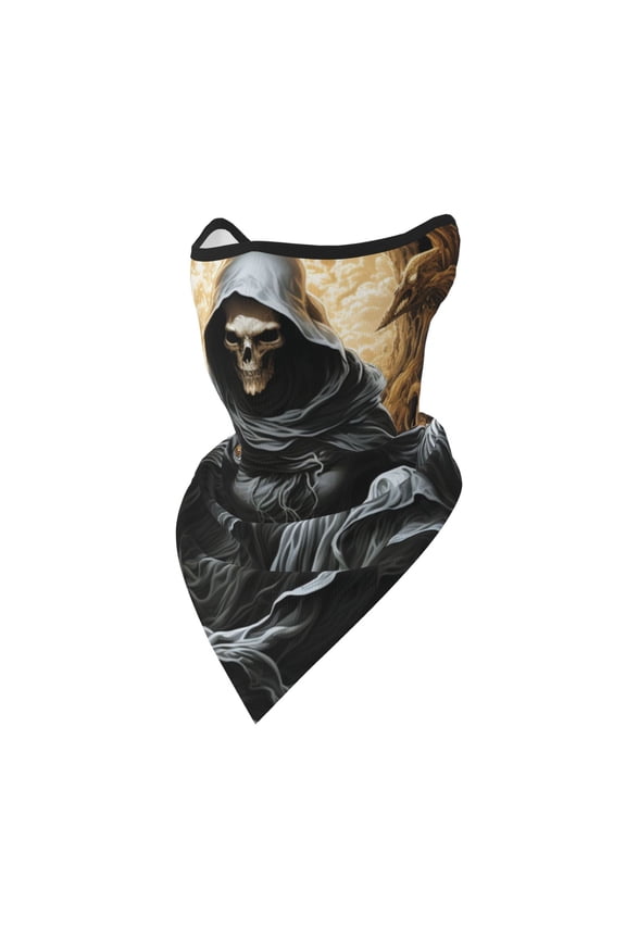 Windproof Sports Face Mask Protection Mesh Breathable Balaclava for Outdoor Activities, Angel Grim Reaper Skeleton Skull Art