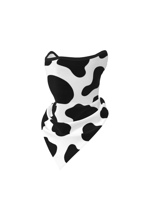 Windproof Sports Face Mask Protection Mesh Breathable Balaclava for Outdoor Activities, Black And White Cow Skin Print