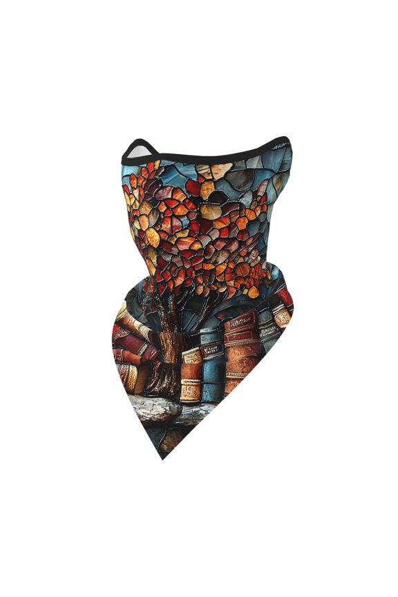 Windproof Sports Face Mask Protection Mesh Breathable Balaclava for Outdoor Activities, Books Lovers Stained Glass Art