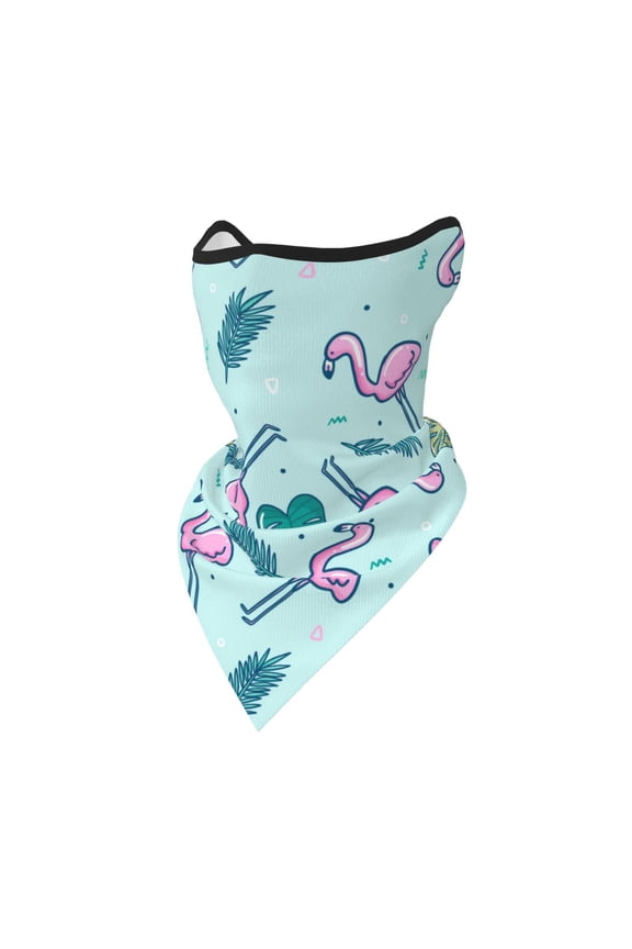 Windproof Sports Face Mask Protection Mesh Breathable Balaclava for Outdoor Activities, Colorful Flamingo Tropical Leaf