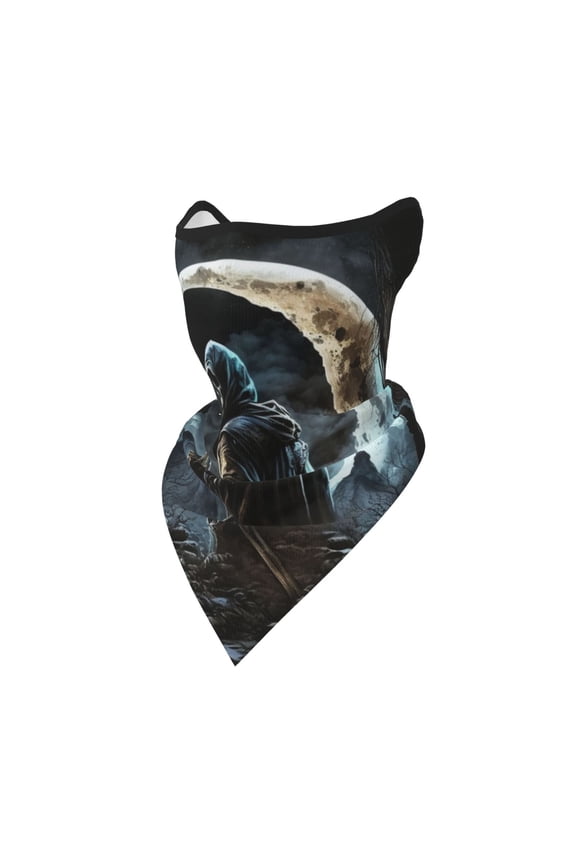 Windproof Sports Face Mask Protection Mesh Breathable Balaclava for Outdoor Activities, Cool Grim Reaper Night Skull Moon