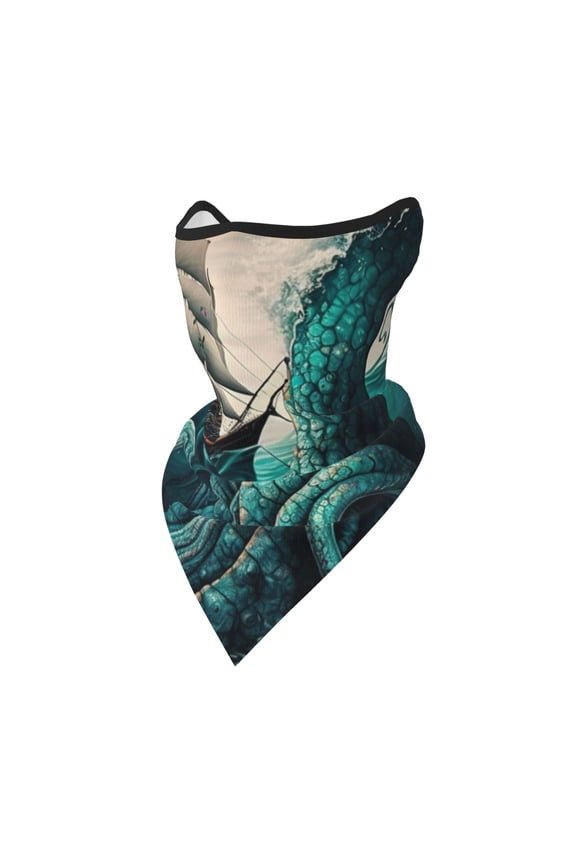Windproof Sports Face Mask Protection Mesh Breathable Balaclava for Outdoor Activities, Cool Octopus Monster Sail Boat Waves