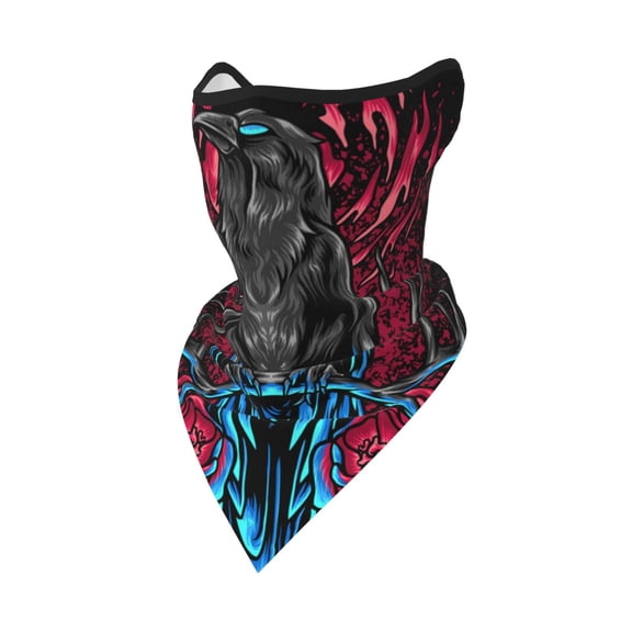 Windproof Sports Face Mask Protection Mesh Breathable Balaclava for Outdoor Activities, Crow And Flowers Raven Gothic