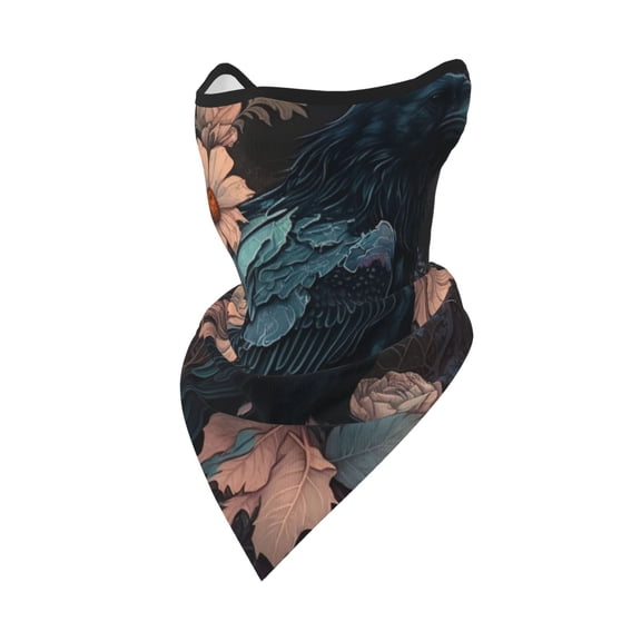 Windproof Sports Face Mask Protection Mesh Breathable Balaclava for Outdoor Activities, Crow Flowers Raven Gothic