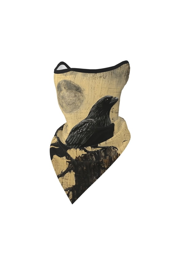 Windproof Sports Face Mask Protection Mesh Breathable Balaclava for Outdoor Activities, Crow Raven Vintage