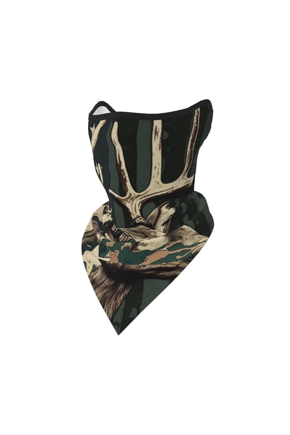 Windproof Sports Face Mask Protection Mesh Breathable Balaclava for Outdoor Activities, Deer Camo American Flag Camouflage