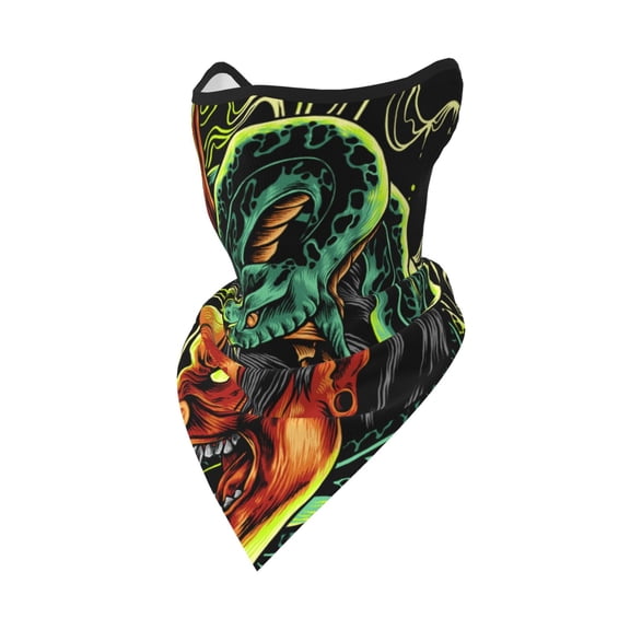 Windproof Sports Face Mask Protection Mesh Breathable Balaclava for Outdoor Activities, Devil Snake Demon Japanese
