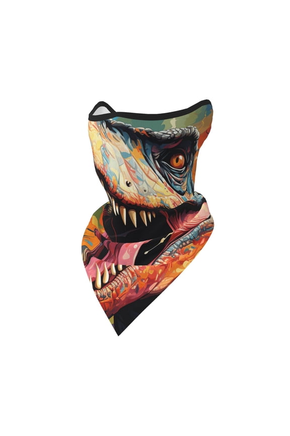 Windproof Sports Face Mask Protection Mesh Breathable Balaclava for Outdoor Activities, Dinosaur Dino Art