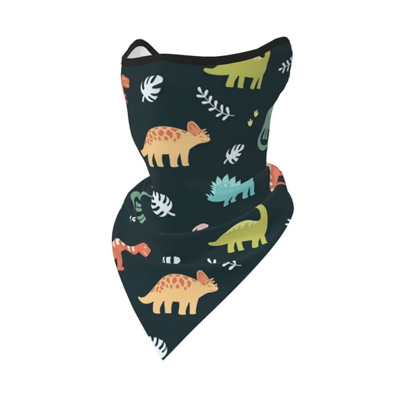 Windproof Sports Face Mask Protection Mesh Breathable Balaclava for Outdoor Activities, Dinosaurs And Leaves