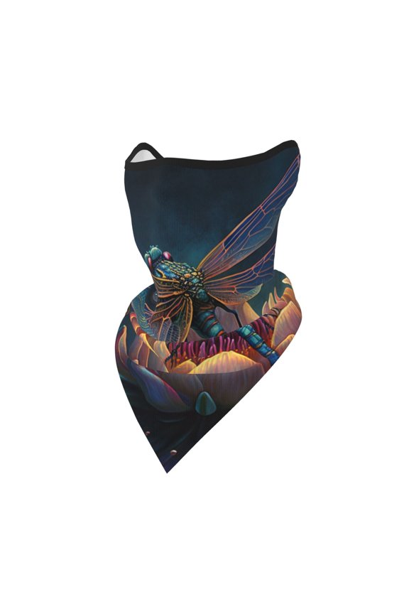 Windproof Sports Face Mask Protection Mesh Breathable Balaclava for Outdoor Activities, Dragonfly Lotus Cool Art