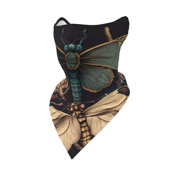 Windproof Sports Face Mask Protection Mesh Breathable Balaclava for Outdoor Activities, Dragonfly Moth Vintage Butterfly