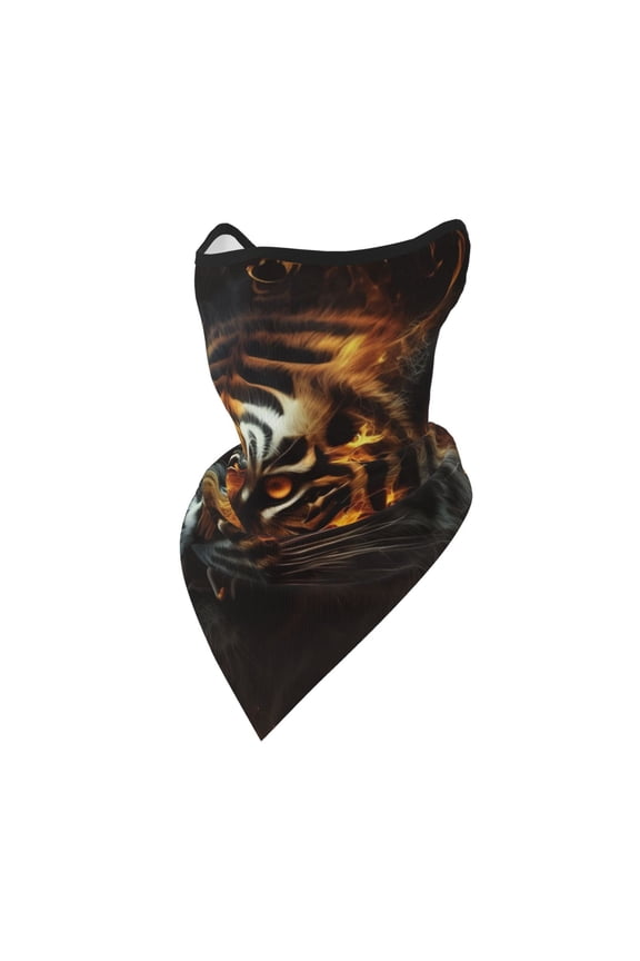 Windproof Sports Face Mask Protection Mesh Breathable Balaclava for Outdoor Activities, Fire King Tiger Face Art