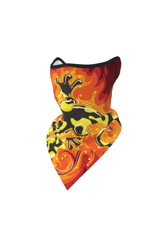 Windproof Sports Face Mask Protection Mesh Breathable Balaclava for Outdoor Activities, Fire Salamander In Flame