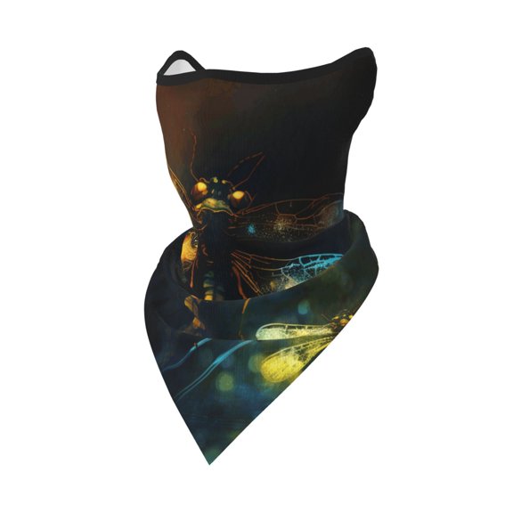 Windproof Sports Face Mask Protection Mesh Breathable Balaclava for Outdoor Activities, Firefly Dragonfly Fireflies Art
