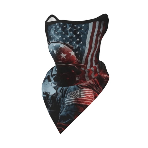 Windproof Sports Face Mask Protection Mesh Breathable Balaclava for Outdoor Activities, Fireman American Flag