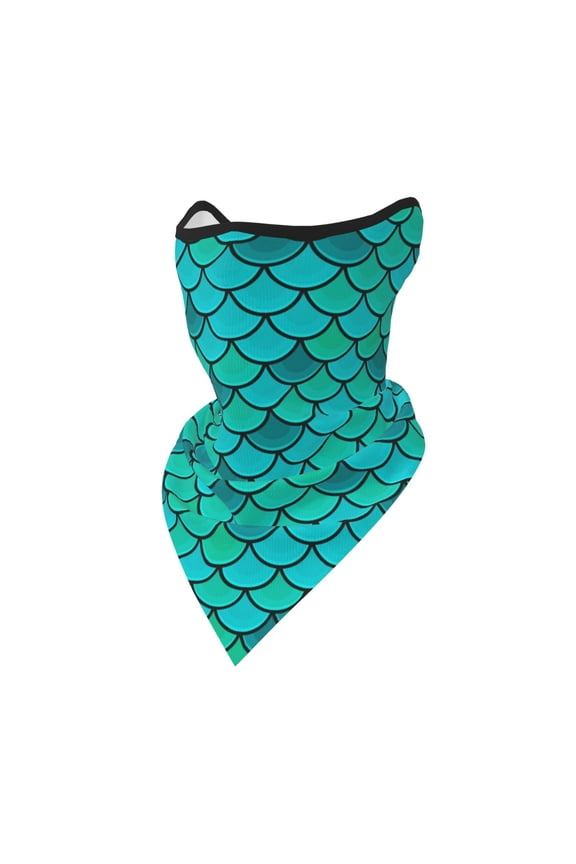 Windproof Sports Face Mask Protection Mesh Breathable Balaclava for Outdoor Activities, Fish Scales Blue Geometric