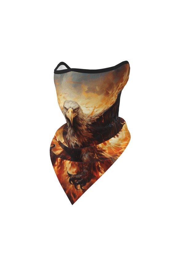 Windproof Sports Face Mask Protection Mesh Breathable Balaclava for Outdoor Activities, Flaming Fire Eagle Art