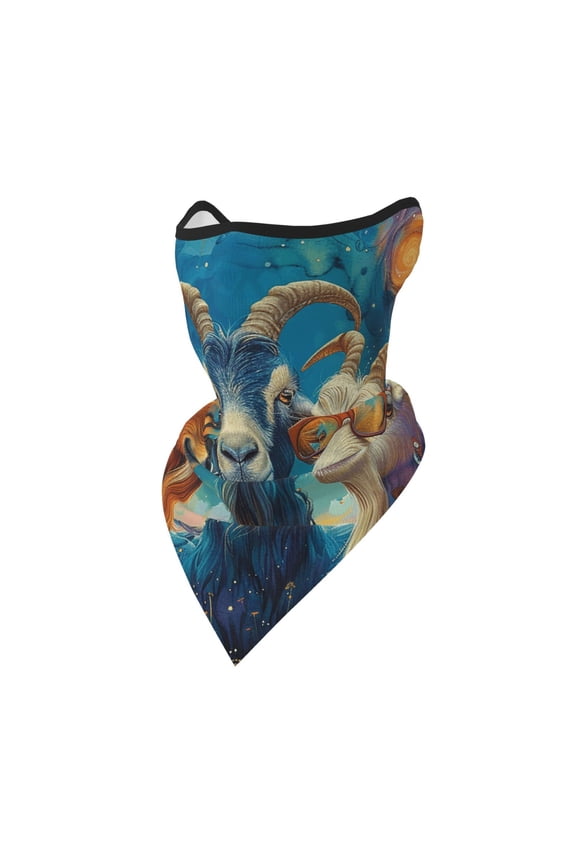 Windproof Sports Face Mask Protection Mesh Breathable Balaclava for Outdoor Activities, Funny Goat Family Psychedelic Art