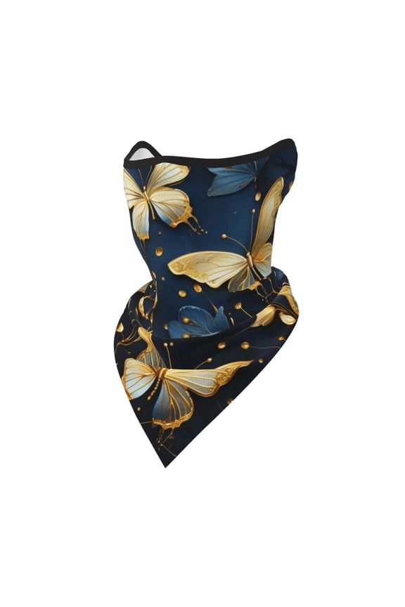 Windproof Sports Face Mask Protection Mesh Breathable Balaclava for Outdoor Activities, Gold Butterflies Vintage Butterfliy