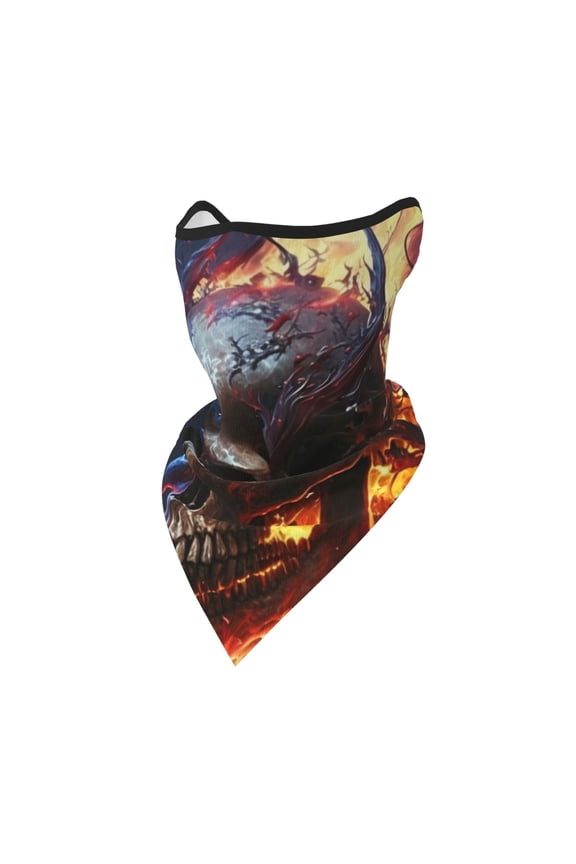 Windproof Sports Face Mask Protection Mesh Breathable Balaclava for Outdoor Activities, Gothic Skull On Fire Death Cool