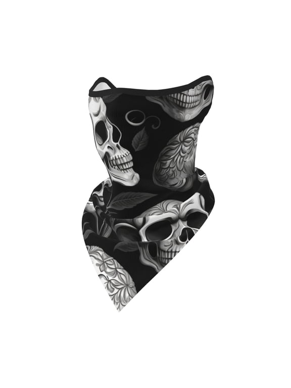Windproof Sports Face Mask Protection Mesh Breathable Balaclava for Outdoor Activities, Gothic Skulls Head Black Skull