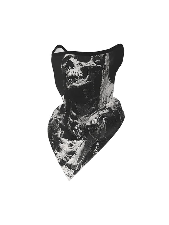 Windproof Sports Face Mask Protection Mesh Breathable Balaclava for Outdoor Activities, Grim Reaper Skeleton Horror Black