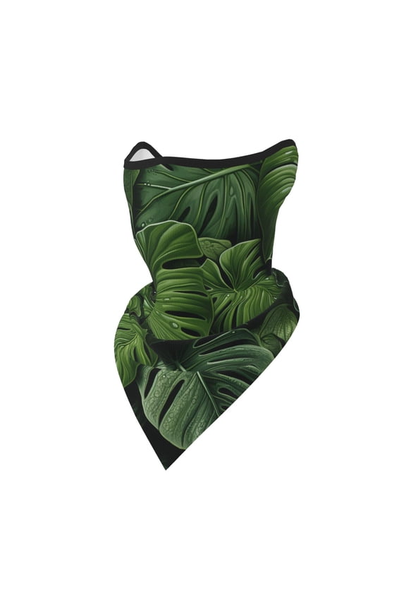 Windproof Sports Face Mask Protection Mesh Breathable Balaclava for Outdoor Activities, Hawaii Tiki Palm Leaf Green