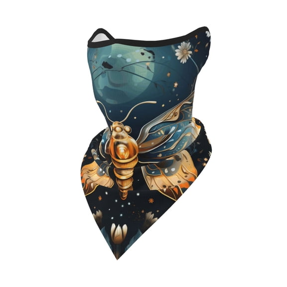 Windproof Sports Face Mask Protection Mesh Breathable Balaclava for Outdoor Activities, Hawk Moth Fireflies Art
