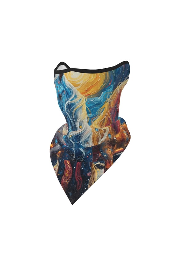 Windproof Sports Face Mask Protection Mesh Breathable Balaclava for Outdoor Activities, Horses Games Psychedelic