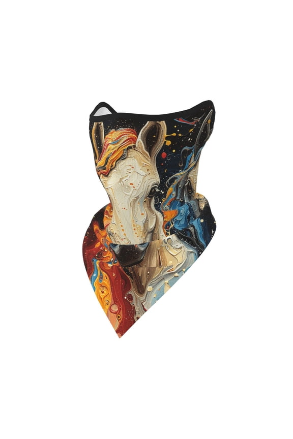 Windproof Sports Face Mask Protection Mesh Breathable Balaclava for Outdoor Activities, Horses Playing Psychedelic