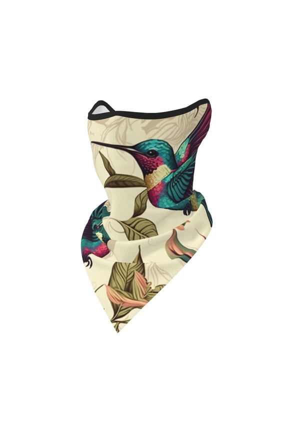 Windproof Sports Face Mask Protection Mesh Breathable Balaclava for Outdoor Activities, Hummingbird Art Vintage