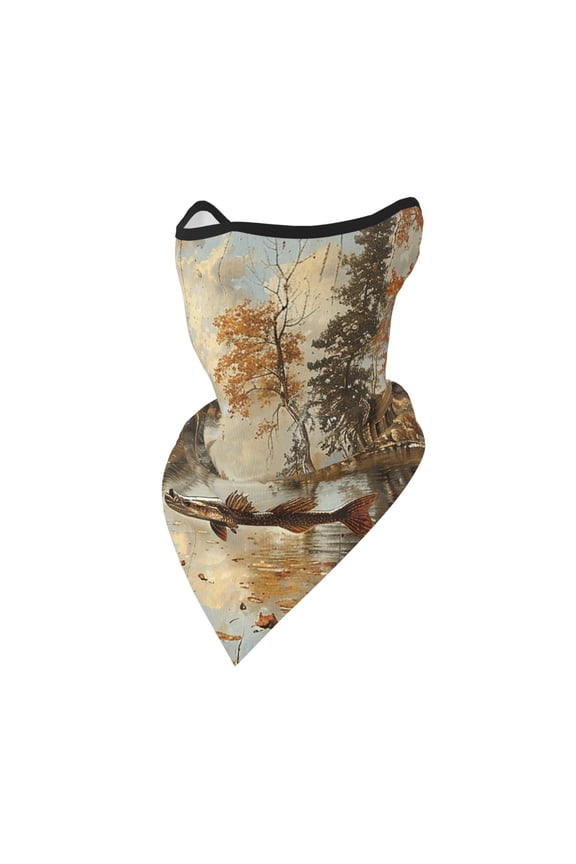 Windproof Sports Face Mask Protection Mesh Breathable Balaclava for Outdoor Activities, Hunting Cabin Fish Leaf Fishing Vintage