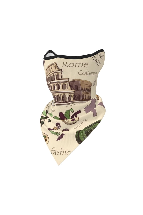 Windproof Sports Face Mask Protection Mesh Breathable Balaclava for Outdoor Activities, Italy Italian Pattern Vintage