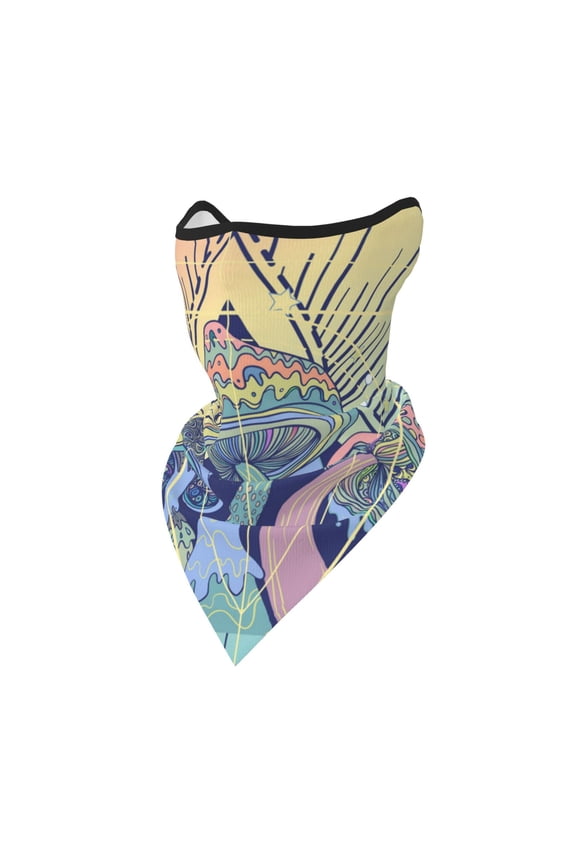 Windproof Sports Face Mask Protection Mesh Breathable Balaclava for Outdoor Activities, Magic Mushrooms Geometry Psychedelic