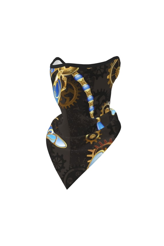 Windproof Sports Face Mask Protection Mesh Breathable Balaclava for Outdoor Activities, Mechanical Dragonflies Gold Steampunk