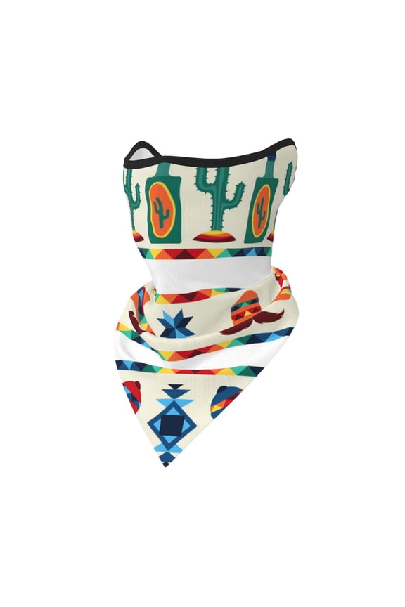 Windproof Sports Face Mask Protection Mesh Breathable Balaclava for Outdoor Activities, Mexican Geometric Native Ethnic Retro