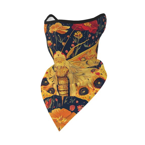 Windproof Sports Face Mask Protection Mesh Breathable Balaclava for Outdoor Activities, Moth Hippie Retro Art