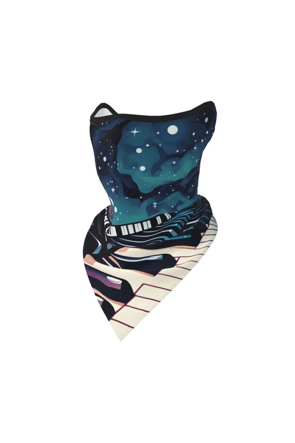 Windproof Sports Face Mask Protection Mesh Breathable Balaclava for Outdoor Activities, Music Piano Keys Starry Sky