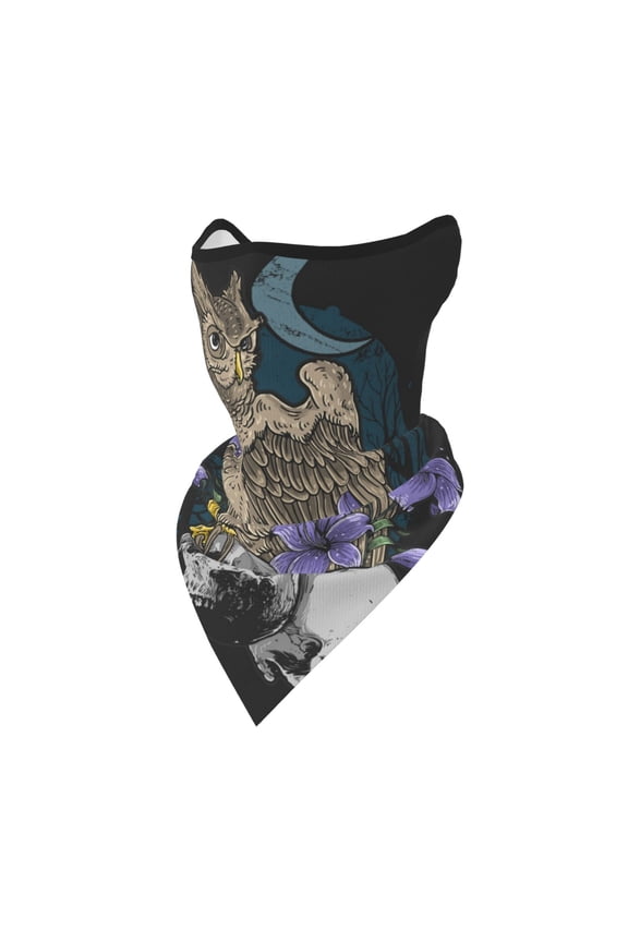 Windproof Sports Face Mask Protection Mesh Breathable Balaclava for Outdoor Activities, Owl Bird Floral With Skull