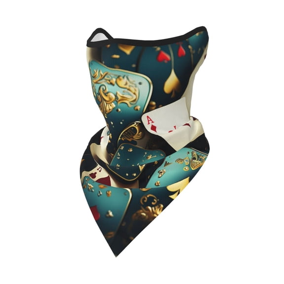 Windproof Sports Face Mask Protection Mesh Breathable Balaclava for Outdoor Activities, Playing Poker Cards Casino Vintage