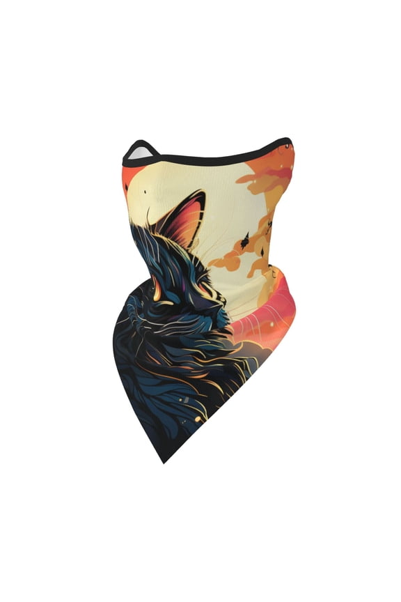 Windproof Sports Face Mask Protection Mesh Breathable Balaclava for Outdoor Activities, Psychedelic Cat Cool Art