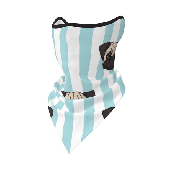 Windproof Sports Face Mask Protection Mesh Breathable Balaclava for Outdoor Activities, Pug Heads Cute Dogs Striped