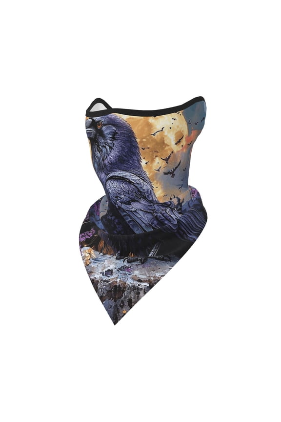 Windproof Sports Face Mask Protection Mesh Breathable Balaclava for Outdoor Activities, Raven Magic Moon