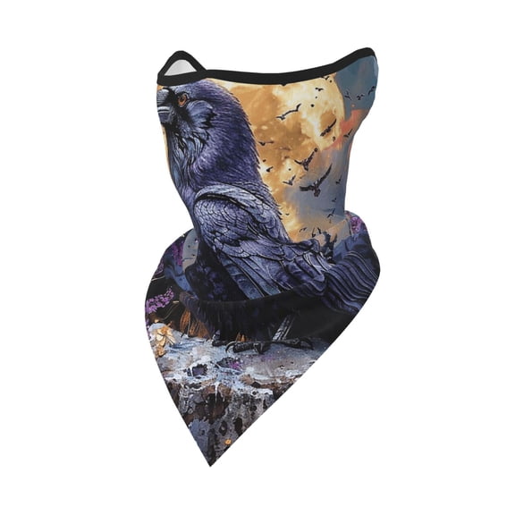 Windproof Sports Face Mask Protection Mesh Breathable Balaclava for Outdoor Activities, Raven Magic Moon