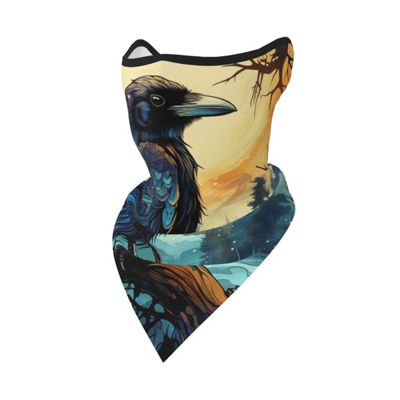 Windproof Sports Face Mask Protection Mesh Breathable Balaclava for Outdoor Activities, Raven Moonlight Starry Art