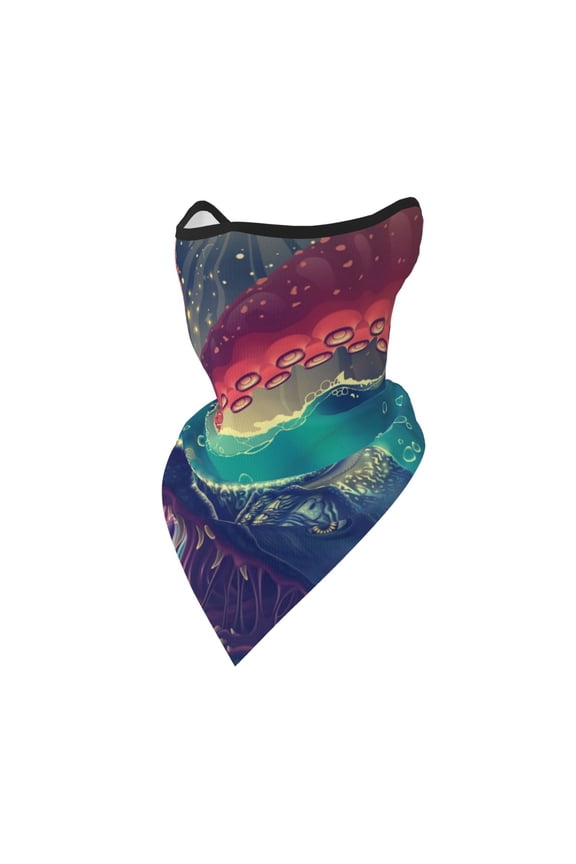 Windproof Sports Face Mask Protection Mesh Breathable Balaclava for Outdoor Activities, Red Octopus Tentacles Predator Fish