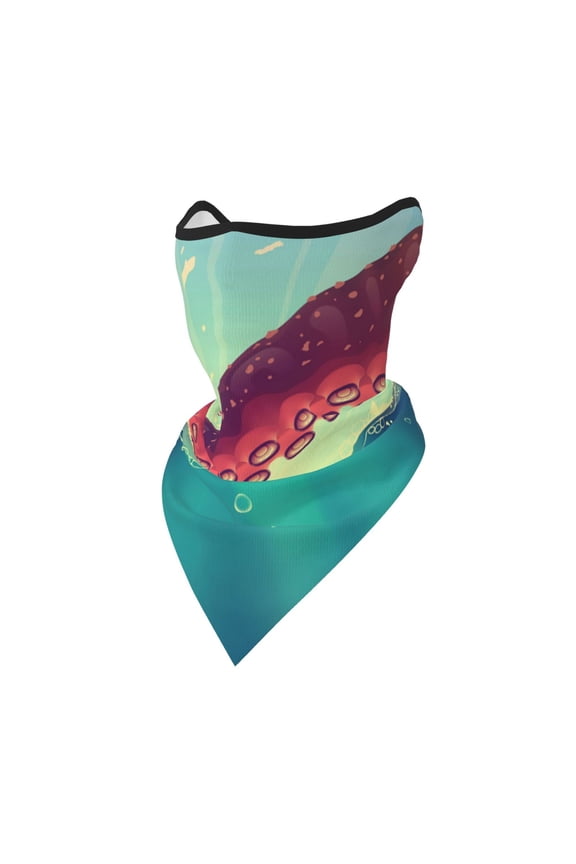 Windproof Sports Face Mask Protection Mesh Breathable Balaclava for Outdoor Activities, Red Octopus Tentacles Sea Water