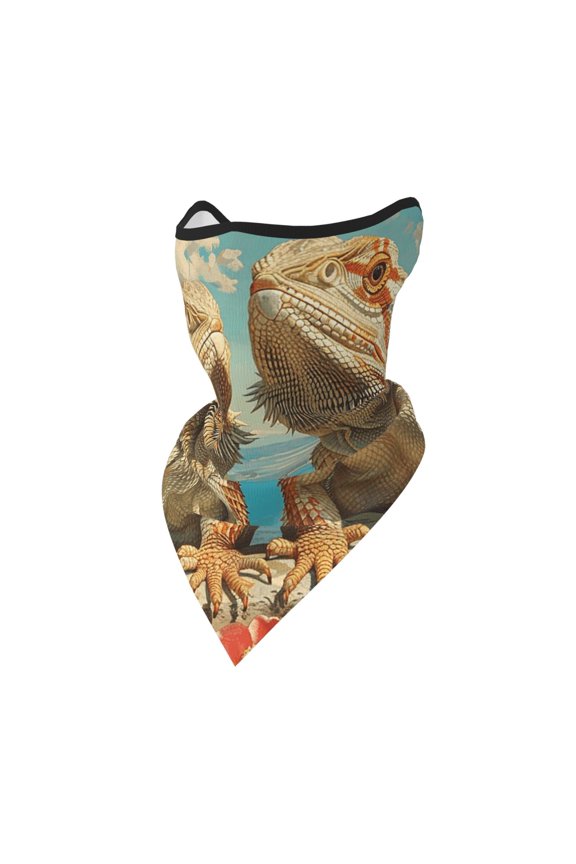 Windproof Sports Face Mask Protection Mesh Breathable Balaclava for Outdoor Activities, Retro Bearded Dragon Lizards